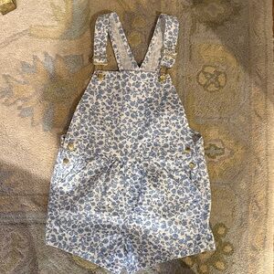 The Beaufort Bonnet Company Blue and White Floral Kids One-Piece Overalls